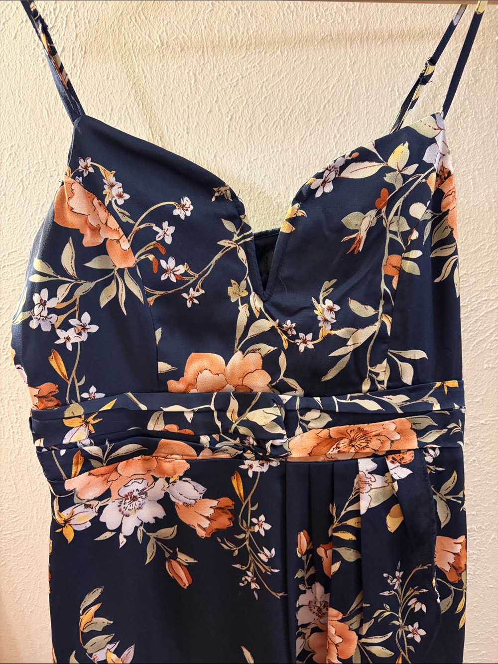 Lulu’s Floral Navy Spaghetti-Strap Dress - Picture 3 of 4